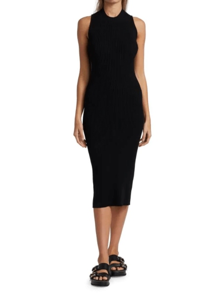 Twist Back Ribbed Midi Dress