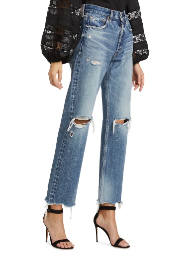 Odessa Distressed Straight-Leg Jeans