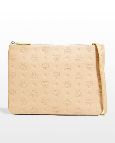 MCM Klara Medium Monogrammed Leather Clutch Bag $480