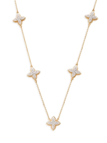 14K Yellow Gold & Diamond Station Necklace