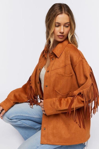 Faux Suede Fringe Jacket