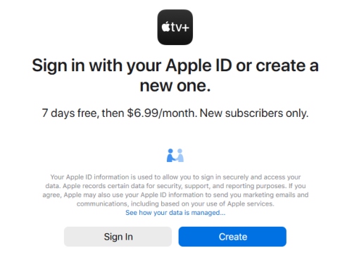 Sign in with your Apple ID or create a new one
