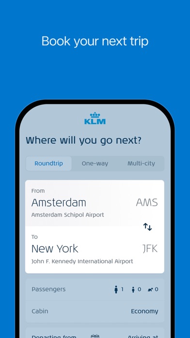 KLM - Book a flight screenshot