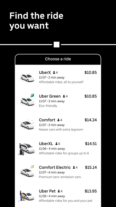 Uber - Request a ride screenshot