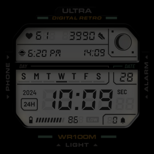 ULTRA Digital Retro watch face screenshot