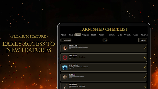 Tarnished Checklist Premium screenshot