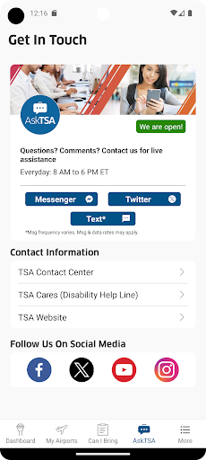 MyTSA screenshot