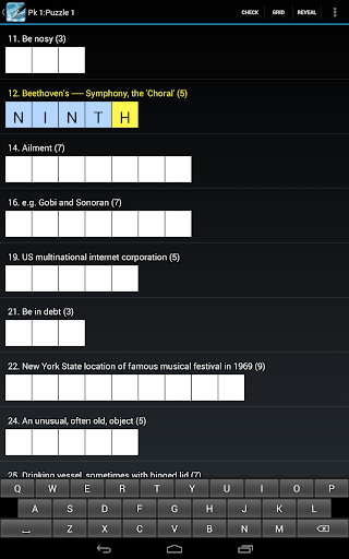 Crossword screenshot