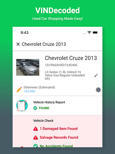 VIN Check Report for Used Cars screenshot