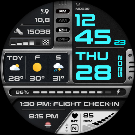 MD339 Digital watch face screenshot