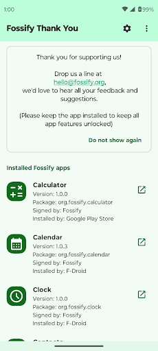 Fossify Thank You screenshot