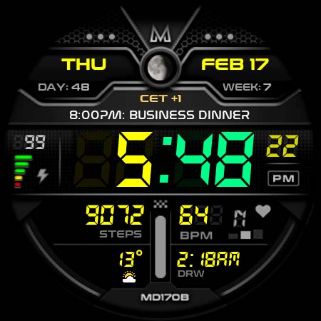 MD170B Digital watch face screenshot