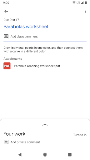 Google Classroom screenshot