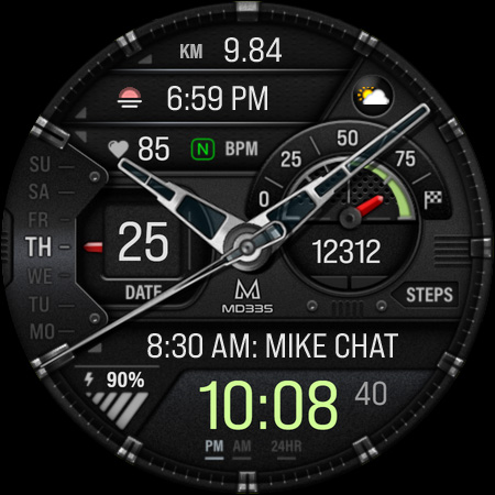 MD335 Hybrid watch face screenshot