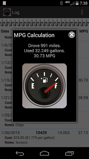 FillUp - Gas Mileage Log screenshot