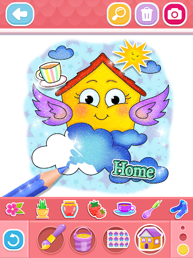 Glitter House coloring for kid screenshot
