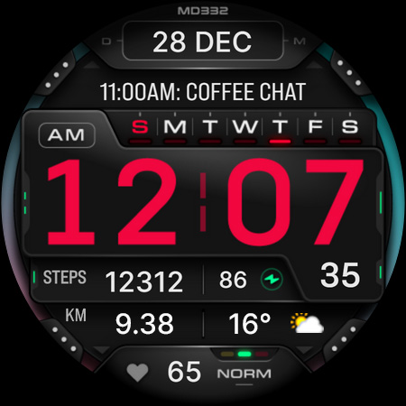 MD332 Digital watch face screenshot