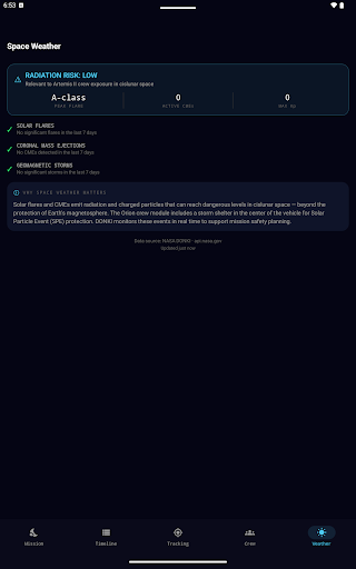 Artemis II Tracker screenshot