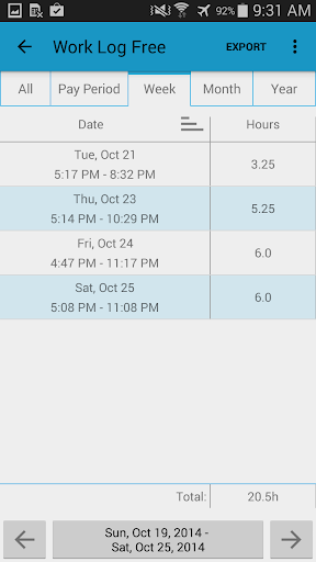 Work Log Pro screenshot