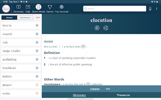 Dictionary - Merriam-Webster screenshot