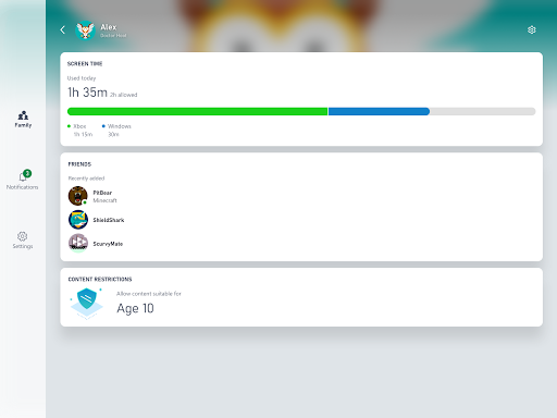 Xbox Family Settings screenshot
