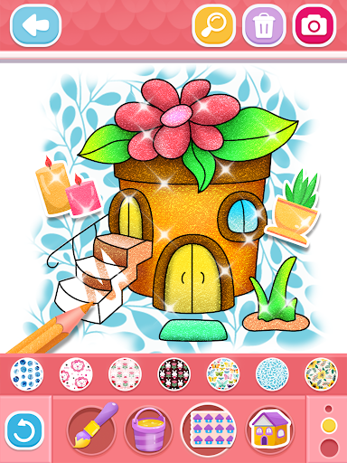 Glitter House coloring for kid screenshot