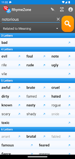 RhymeZone Rhyming Dictionary screenshot
