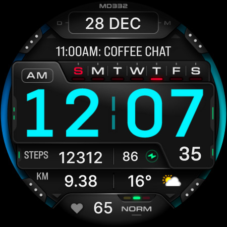 MD332 Digital watch face screenshot