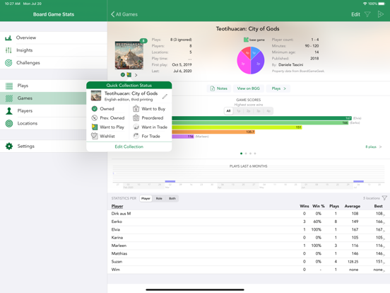 Board Game Stats screenshot