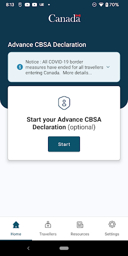 ArriveCAN screenshot