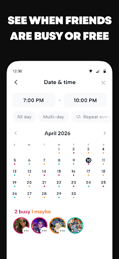 Howbout: social calendar screenshot