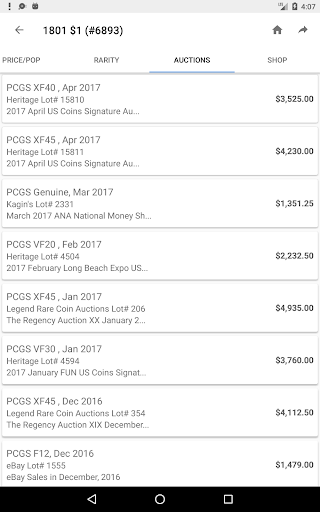 PCGS CoinFacts - U.S. Coin Val screenshot