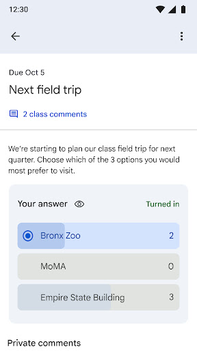 Google Classroom screenshot