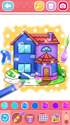 Glitter House coloring for kid screenshot
