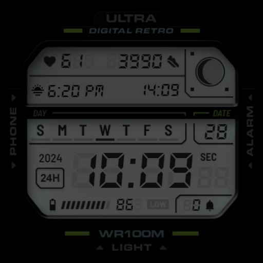 ULTRA Digital Retro watch face screenshot