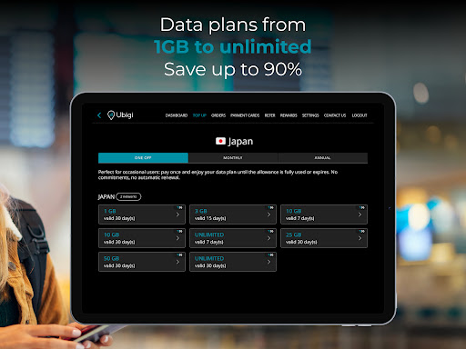 Ubigi: Travel eSIM & data plan screenshot