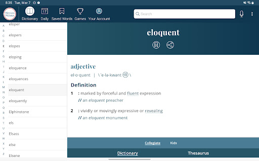 Dictionary - Merriam-Webster screenshot