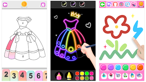Dress Coloring Game Glitter screenshot