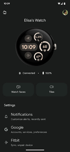 Google Pixel Watch screenshot