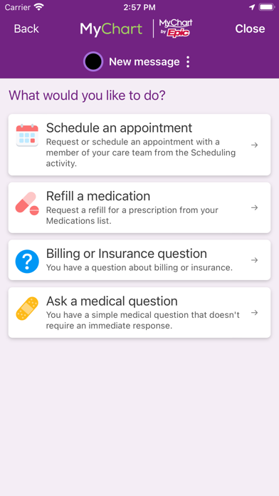 Trinity Health MyChart screenshot