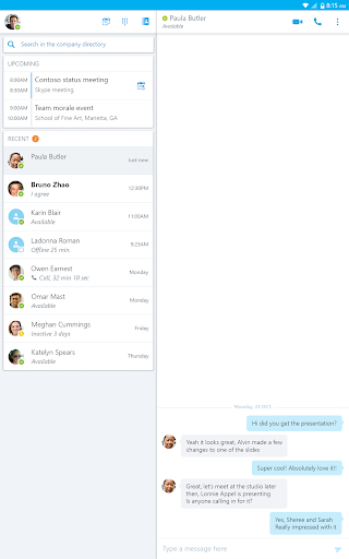 Skype for Business for Android screenshot