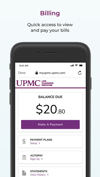MyUPMC screenshot