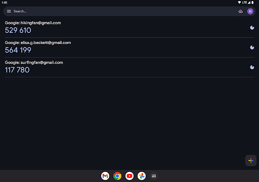 Google Authenticator screenshot