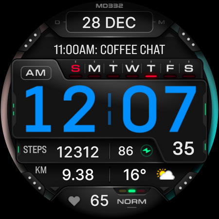 MD332 Digital watch face screenshot