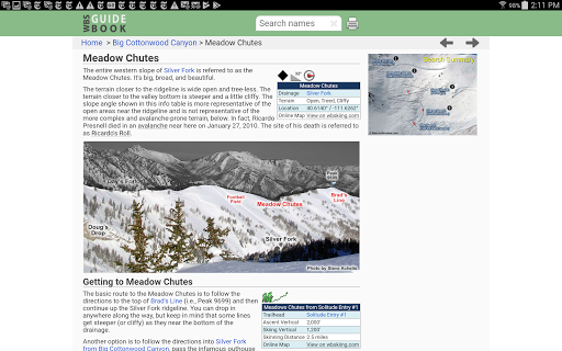 Wasatch Backcountry Skiing Map screenshot