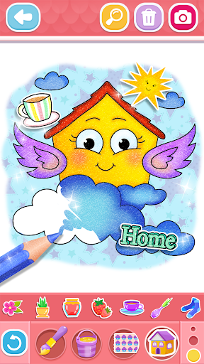 Glitter House coloring for kid screenshot