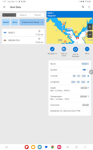 Garmin ActiveCaptain® screenshot