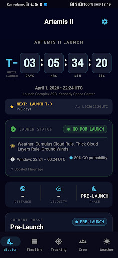 Artemis II Tracker screenshot
