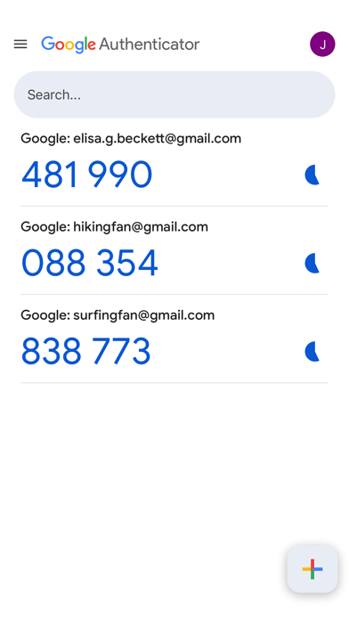 Google Authenticator screenshot