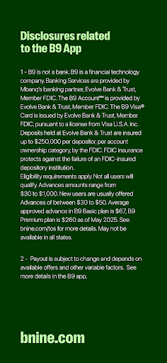 B9: Cash Advance・Banking・Earn screenshot